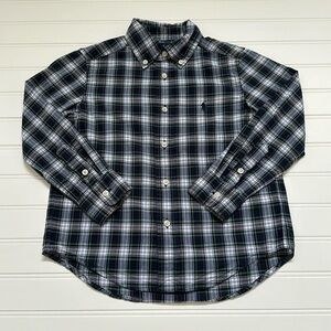Ralph Lauren Navy & White Plaid Button Down Boys 4T